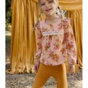 Finding Foxtale NWT Pretty Pastures Top Sz 10 Prairie Peasant Ruffle‎ Multicolor